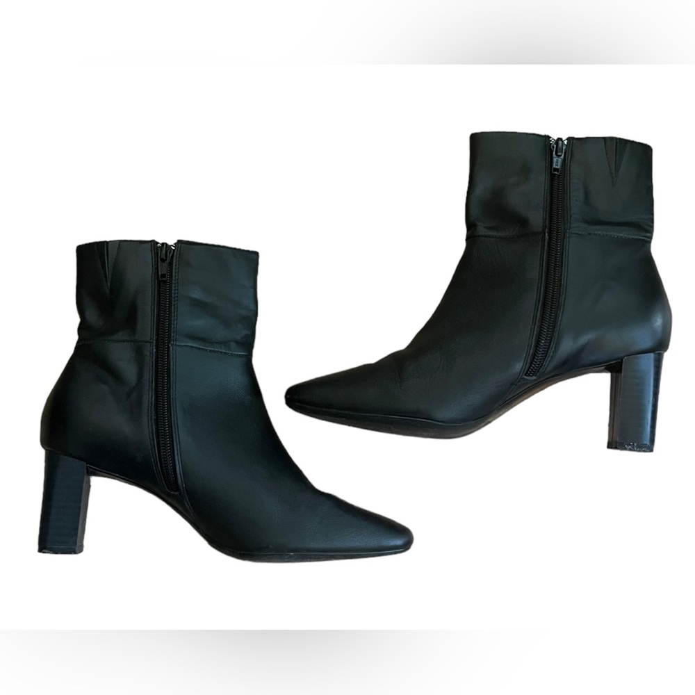 AJ Valenci Black Leather Ankle Boots Size 6